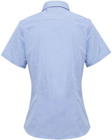 Artisan Collection by Reprime RP321 Ladies' Microcheck Gingham Short-Sleeve Cotton Shirt #color_LT BLUE/ WHITE