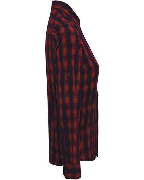Artisan Collection by Reprime RP350 Ladies' Mulligan Check Long-Sleeve Cotton Shirt #color_RED/ NAVY