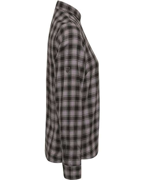 Artisan Collection by Reprime RP350 Ladies' Mulligan Check Long-Sleeve Cotton Shirt #color_STEEL/ BLACK