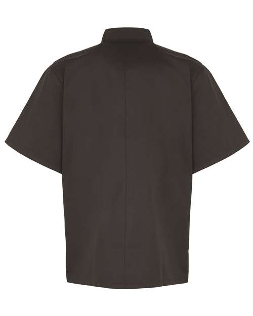 Artisan Collection by Reprime RP664 Unisex Studded Front Short-Sleeve Chef's Coat #color_BLACK