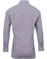 Artisan Collection by Reprime RP220 Men's Microcheck Gingham Long-Sleeve Cotton Shirt #color_NAVY/ WHITE