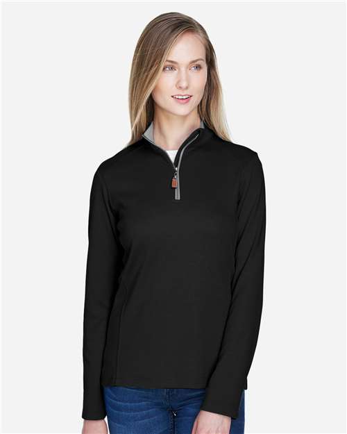 Devon & Jones DG479W Ladies' DRYTEC20 Performance Quarter-Zip #color_BLK/ GR HT/ GRPH