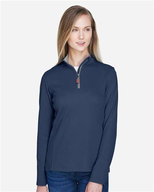 Devon & Jones DG479W Ladies' DRYTEC20 Performance Quarter-Zip #color_NVY/ GR HT/ GRAP