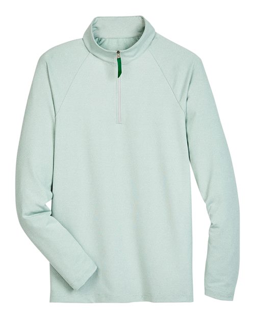 Devon & Jones DG480 CrownLux Performance Men's Clubhouse Micro-Stripe Quarter-Zip #color_KELLY GREEN