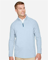 Devon & Jones DG480 CrownLux Performance Men's Clubhouse Micro-Stripe Quarter-Zip #color_OCEAN BLUE