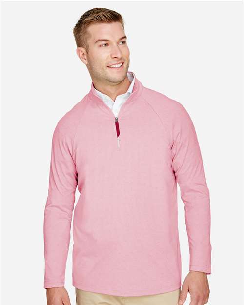 Devon & Jones DG480 CrownLux Performance Men's Clubhouse Micro-Stripe Quarter-Zip #color_RED