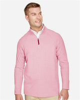 Devon & Jones DG480 CrownLux Performance Men's Clubhouse Micro-Stripe Quarter-Zip #color_RED