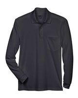 Core 365 88192P Adult Pinnacle Performance Long-Sleeve Piqu Polo with Pocket #color_BLACK