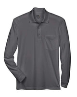 Core 365 88192P Adult Pinnacle Performance Long-Sleeve Piqu Polo with Pocket #color_CARBON