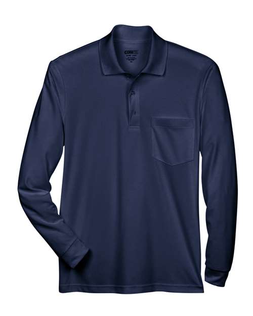 Core 365 88192P Adult Pinnacle Performance Long-Sleeve Piqu Polo with Pocket #color_CLASSIC NAVY