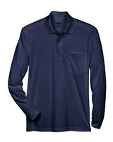 Core 365 88192P Adult Pinnacle Performance Long-Sleeve Piqu Polo with Pocket #color_CLASSIC NAVY