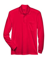 Core 365 88192P Adult Pinnacle Performance Long-Sleeve Piqu Polo with Pocket #color_CLASSIC RED