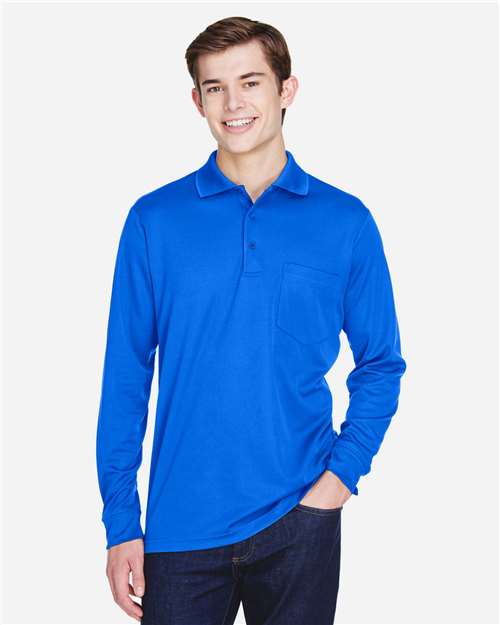 Core 365 88192P Adult Pinnacle Performance Long-Sleeve Piqu Polo with Pocket #color_TRUE ROYAL