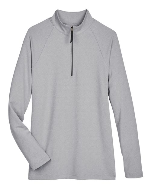 Devon & Jones DG480W CrownLux Performance Ladies' Clubhouse Micro-Stripe Quarter-Zip #color_BLACK