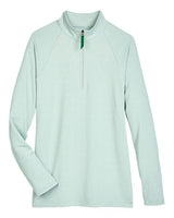 Devon & Jones DG480W CrownLux Performance Ladies' Clubhouse Micro-Stripe Quarter-Zip #color_KELLY GREEN