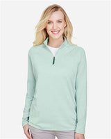 Devon & Jones DG480W CrownLux Performance Ladies' Clubhouse Micro-Stripe Quarter-Zip #color_KELLY GREEN