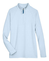 Devon & Jones DG480W CrownLux Performance Ladies' Clubhouse Micro-Stripe Quarter-Zip #color_OCEAN BLUE