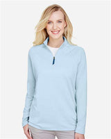 Devon & Jones DG480W CrownLux Performance Ladies' Clubhouse Micro-Stripe Quarter-Zip #color_OCEAN BLUE