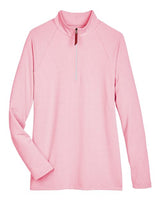 Devon & Jones DG480W CrownLux Performance Ladies' Clubhouse Micro-Stripe Quarter-Zip #color_RED