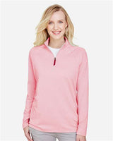Devon & Jones DG480W CrownLux Performance Ladies' Clubhouse Micro-Stripe Quarter-Zip #color_RED