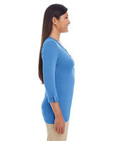 Devon & Jones DP186W Ladies' Perfect Fit Y-Placket Convertible Sleeve Knit Top #color_FRENCH BLUE