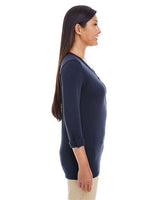 Devon & Jones DP186W Ladies' Perfect Fit Y-Placket Convertible Sleeve Knit Top #color_NAVY