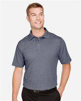 Devon & Jones DG22 CrownLux PerformanceMen's Address Melange Polo #color_NAVY HEATHER