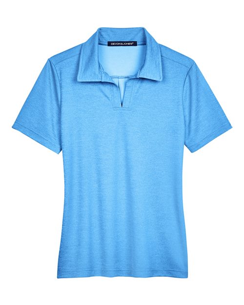 Devon & Jones DG22W CrownLux PerformanceLadies' Address Melange Polo #color_OCEAN BLUE HTHR