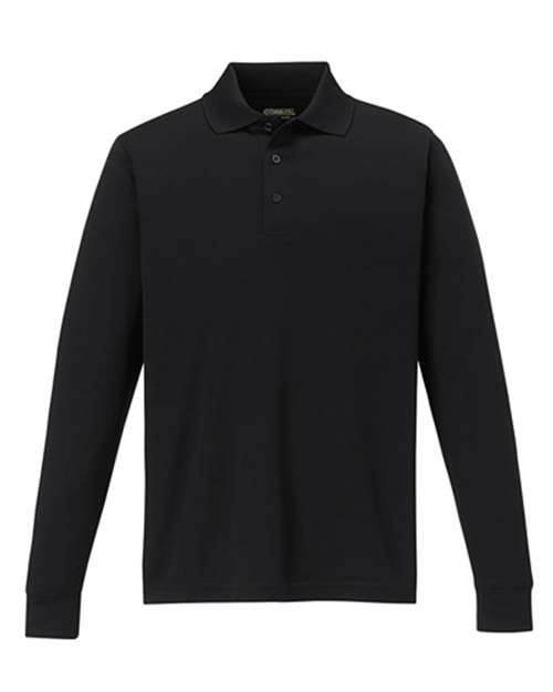 Core 365 88192 Men's Pinnacle Performance Long-Sleeve Piqu Polo #color_BLACK