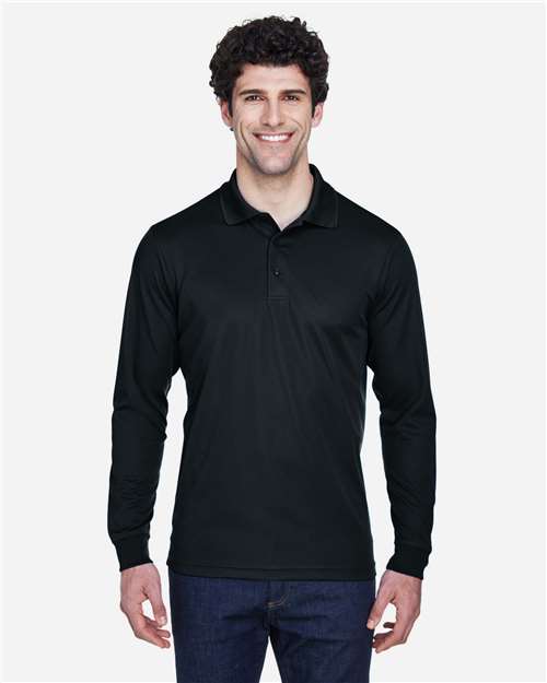 Core 365 88192 Men's Pinnacle Performance Long-Sleeve Piqu Polo #color_BLACK