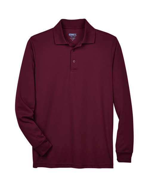 Core 365 88192 Men's Pinnacle Performance Long-Sleeve Piqu Polo #color_BURGUNDY