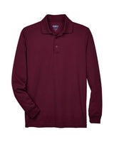Core 365 88192 Men's Pinnacle Performance Long-Sleeve Piqu Polo #color_BURGUNDY