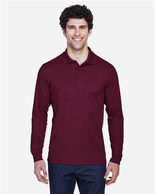 Core 365 88192 Men's Pinnacle Performance Long-Sleeve Piqu Polo #color_BURGUNDY