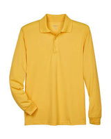 Core 365 88192 Men's Pinnacle Performance Long-Sleeve Piqu Polo #color_CAMPUS GOLD