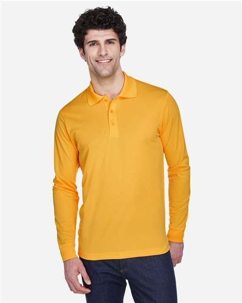 Core 365 88192 Men's Pinnacle Performance Long-Sleeve Piqu Polo #color_CAMPUS GOLD
