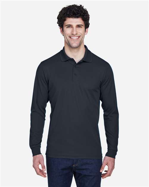 Core 365 88192 Men's Pinnacle Performance Long-Sleeve Piqu Polo #color_CARBON