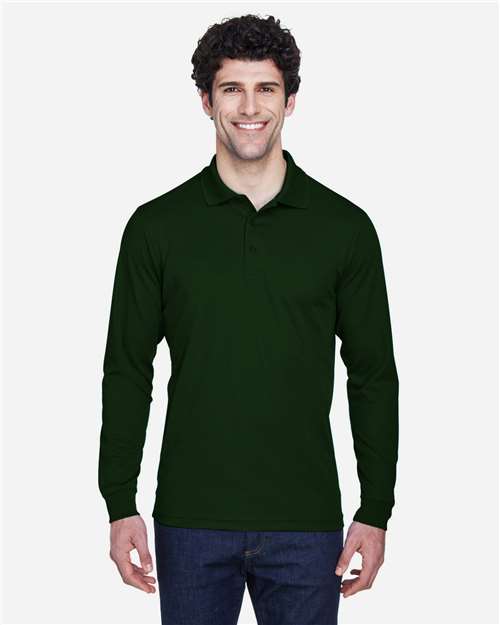 Core 365 88192 Men's Pinnacle Performance Long-Sleeve Piqu Polo #color_FOREST