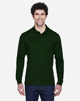 Core 365 88192 Men's Pinnacle Performance Long-Sleeve Piqu Polo #color_FOREST