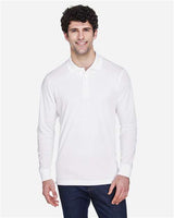 Core 365 88192 Men's Pinnacle Performance Long-Sleeve Piqu Polo #color_WHITE