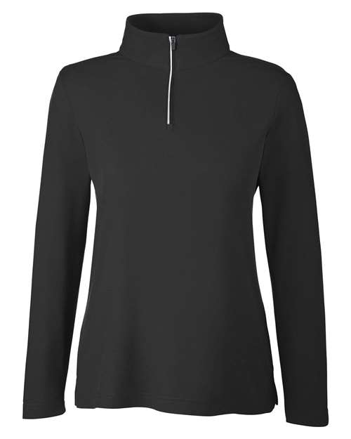 Core 365 CE405W Ladies' Fusion ChromaSoft Pique Quarter-Zip #color_BLACK