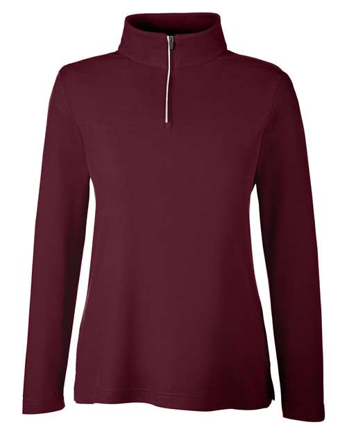 Core 365 CE405W Ladies' Fusion ChromaSoft Pique Quarter-Zip #color_BURGUNDY