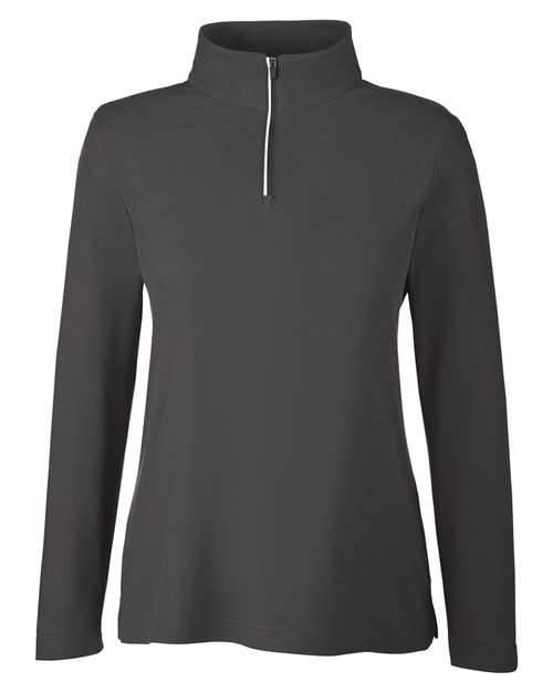 Core 365 CE405W Ladies' Fusion ChromaSoft Pique Quarter-Zip #color_CARBON