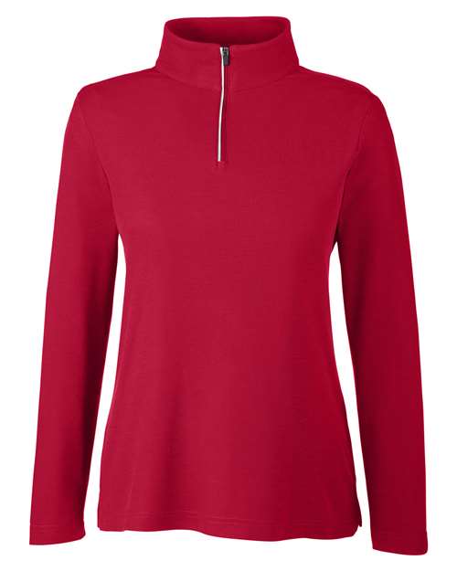 Core 365 CE405W Ladies' Fusion ChromaSoft Pique Quarter-Zip #color_CLASSIC RED