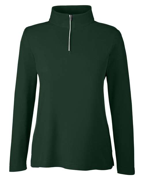 Core 365 CE405W Ladies' Fusion ChromaSoft Pique Quarter-Zip #color_FOREST