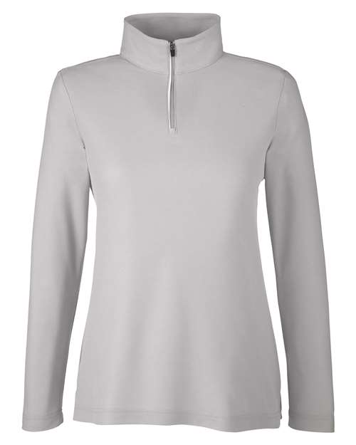 Core 365 CE405W Ladies' Fusion ChromaSoft Pique Quarter-Zip #color_PLATINUM