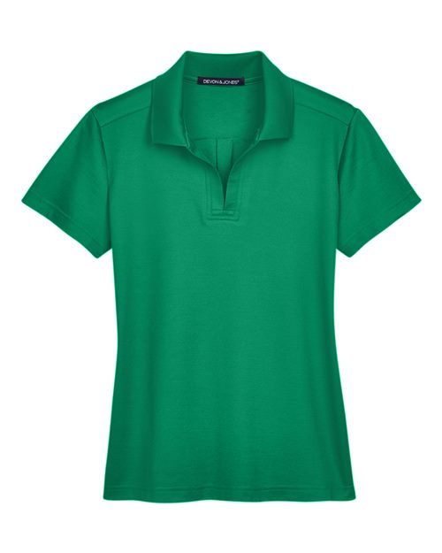 Devon & Jones DG20W CrownLux Performance Ladies' Plaited Polo #color_KELLY GREEN