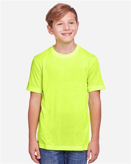 Core 365 CE111Y Youth Fusion ChromaSoft Performance T-Shirt #color_SAFETY YELLOW