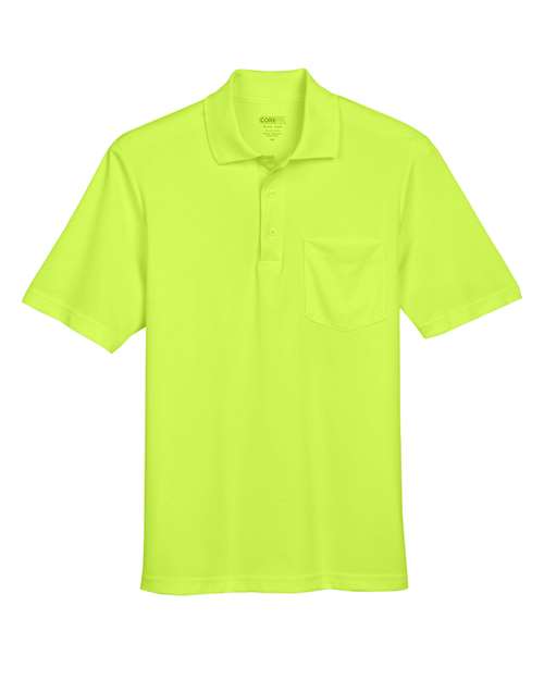 Core 365 88181P Men's Origin Performance Piqu Polo with Pocket #color_SAFETY YELLOW