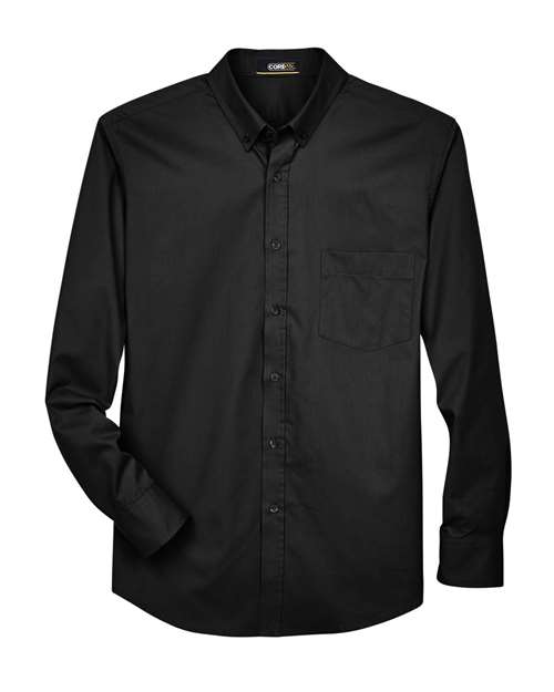 Core 365 88193 Men's Operate Long-Sleeve TwillShirt #color_BLACK