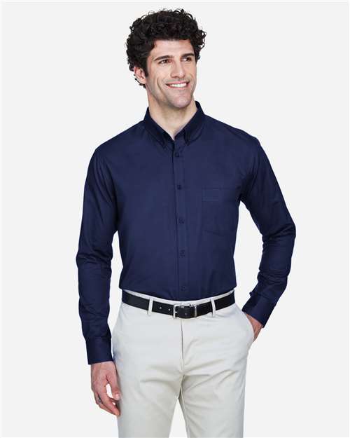 Core 365 88193 Men's Operate Long-Sleeve TwillShirt #color_CLASSIC NAVY